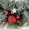 13.75" Frosted Christmas Wreath with Red Ornaments, Pine Needles & Stars